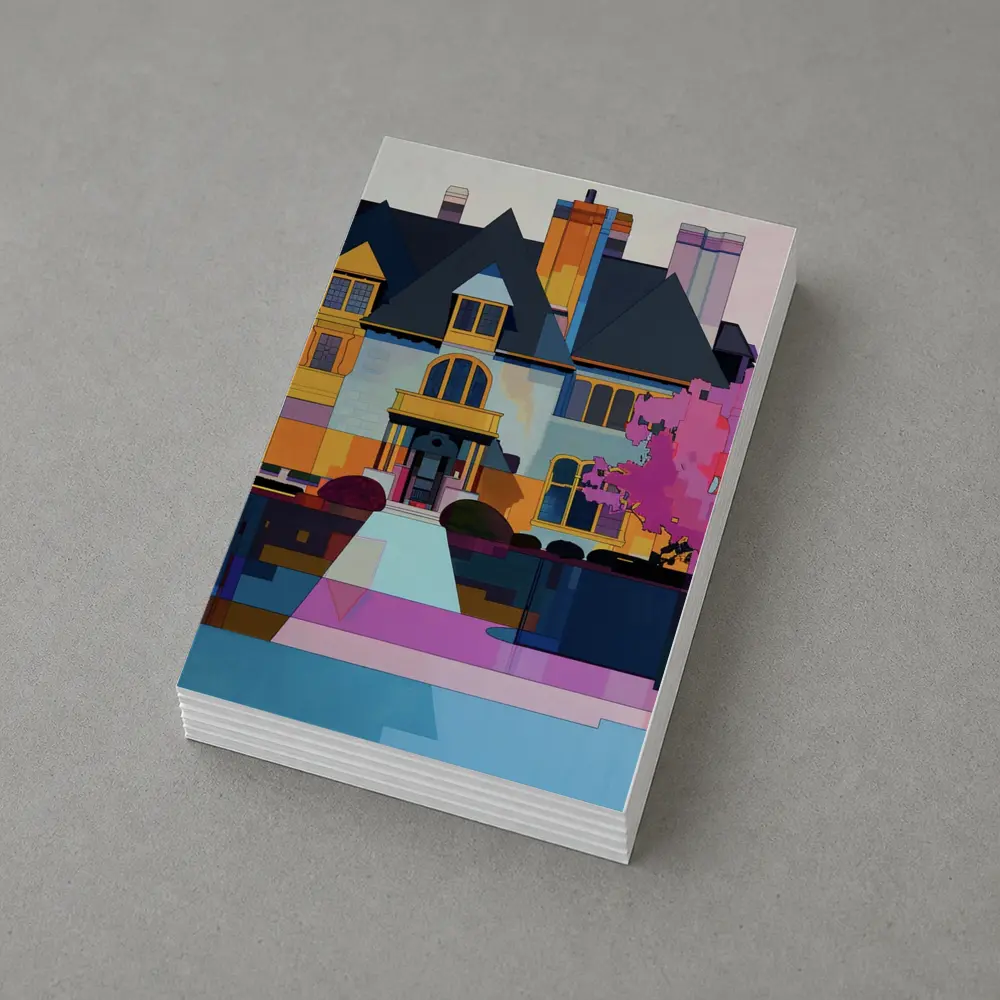Victorian Mansion Geometric Flat Art Style – Postcards