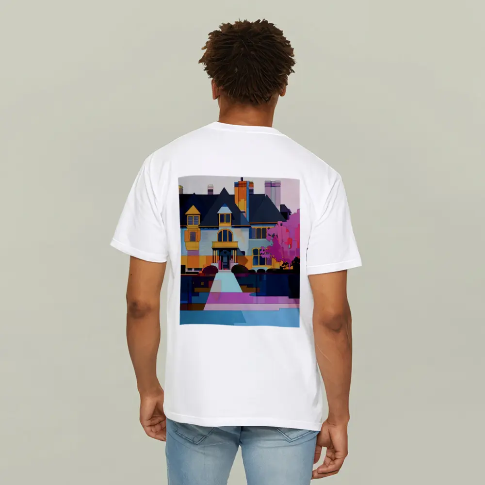 Victorian Mansion Geometric Flat Art Style – T-Shirts