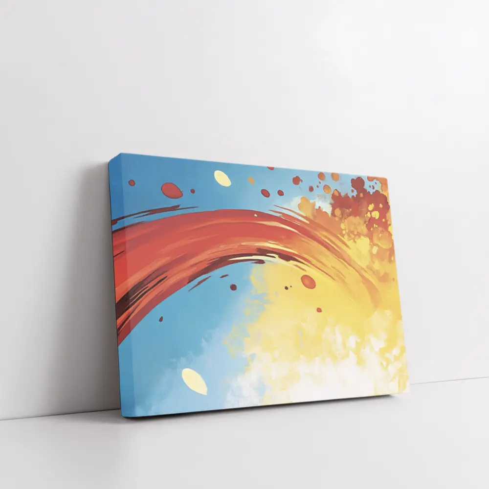 Red Abstract Swirl Blue Yellow Background – Wall Art