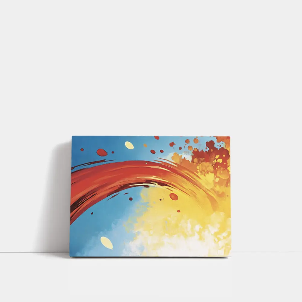 Red Abstract Swirl Blue Yellow Background – Wall Art