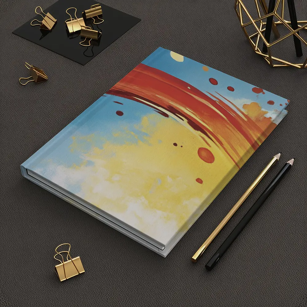 Red Abstract Swirl Blue Yellow Background – Notebooks