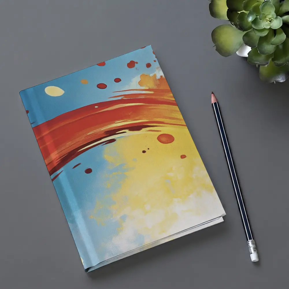 Red Abstract Swirl Blue Yellow Background – Notebooks