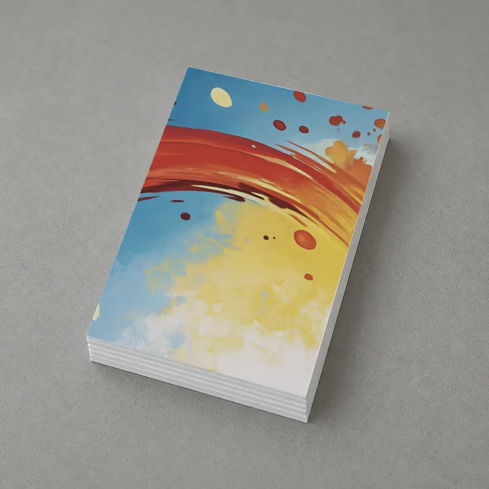Red Abstract Swirl Blue Yellow Background – Postcards