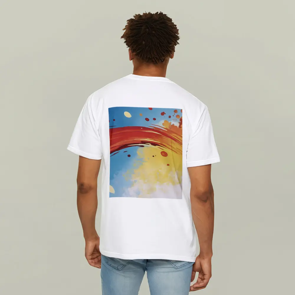 Red Abstract Swirl Blue Yellow Background – T-Shirts