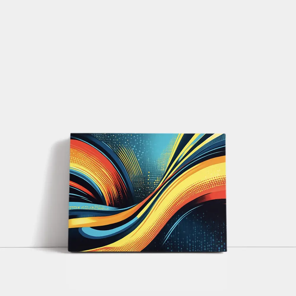 Bold Wave Abstract Art Blue Orange – Wall Art