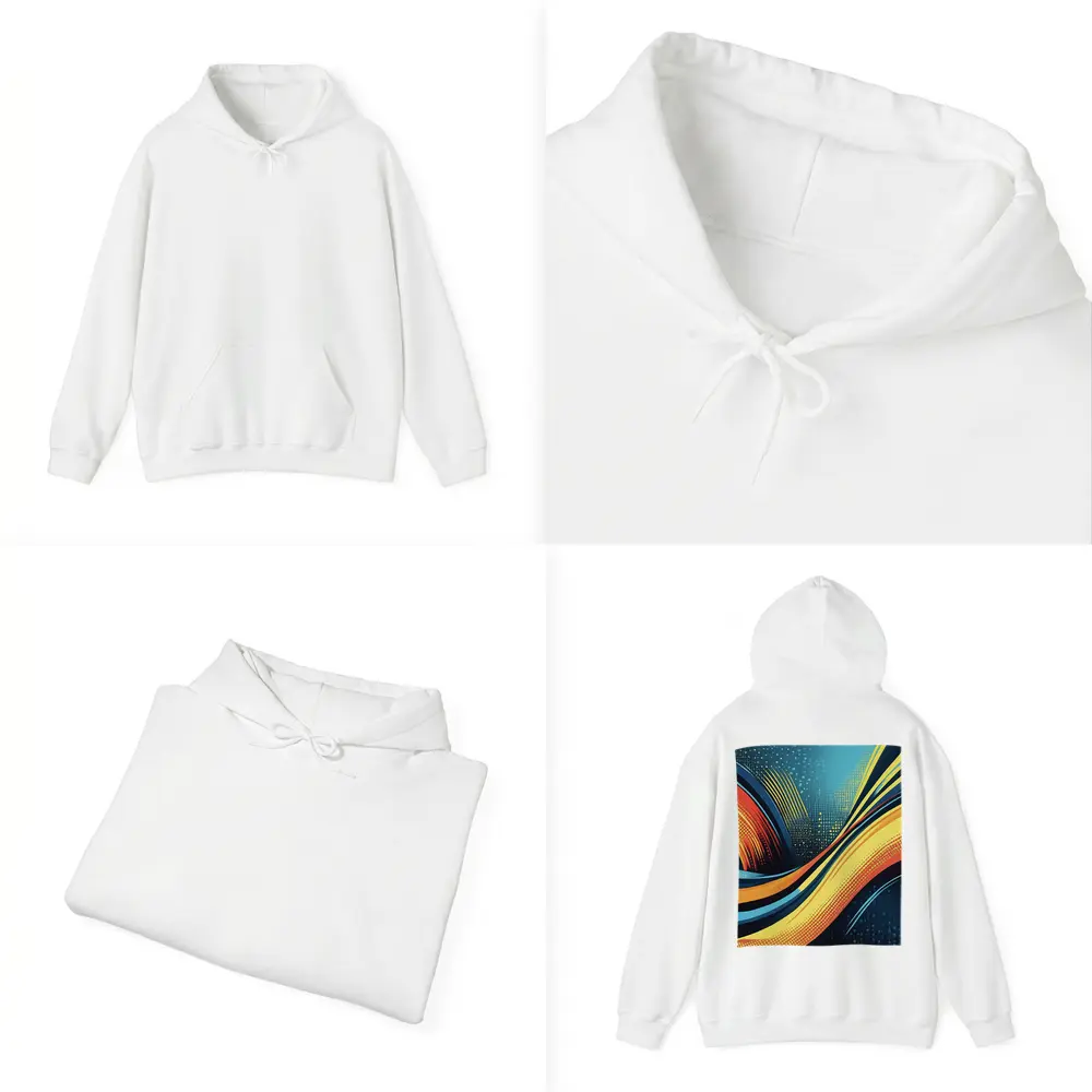 Bold Wave Abstract Art Blue Orange – Hoodies