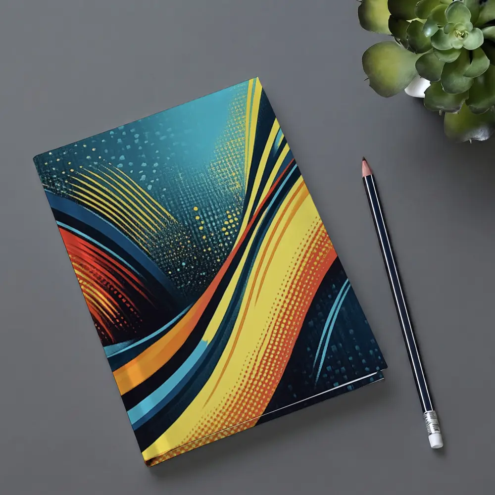 Bold Wave Abstract Art Blue Orange – Notebooks