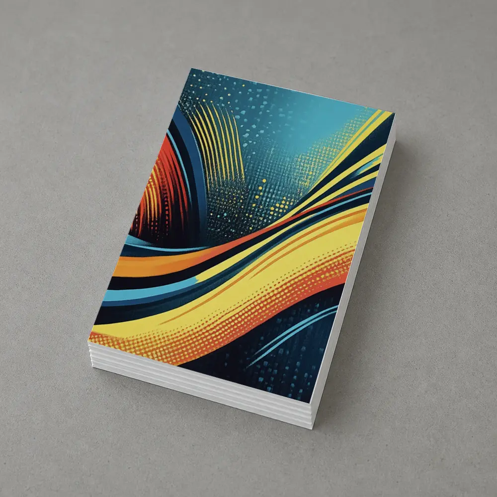 Bold Wave Abstract Art Blue Orange – Postcards