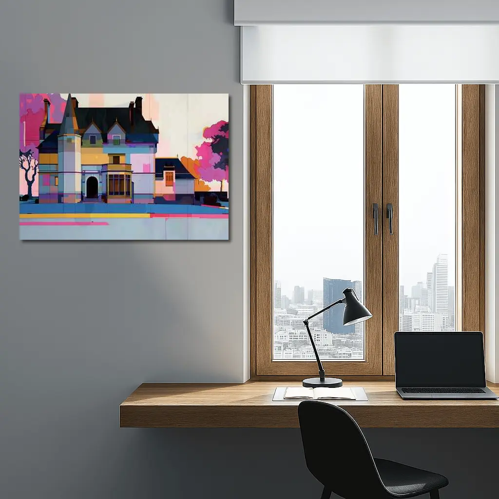 Colorful Victorian Mansion Pop Art Style – Wall Art