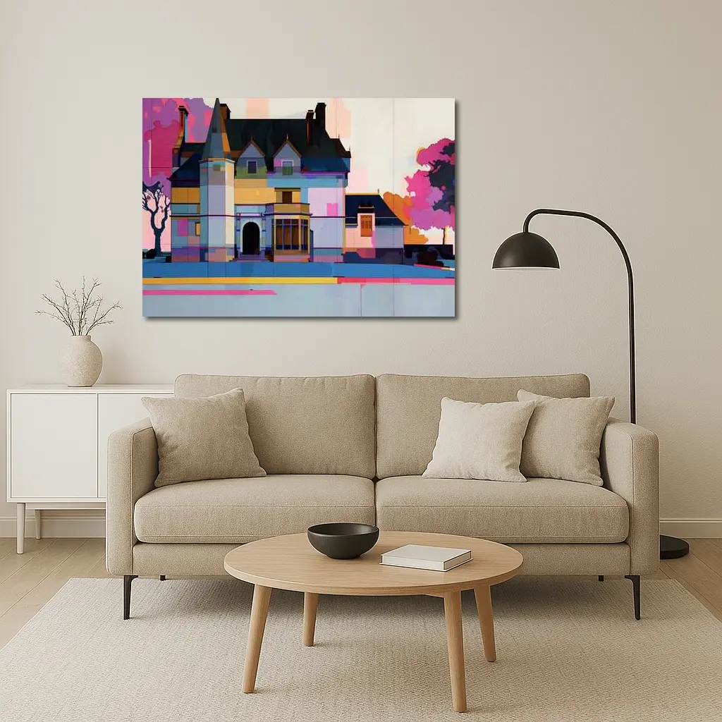 Colorful Victorian Mansion Pop Art Style – Wall Art