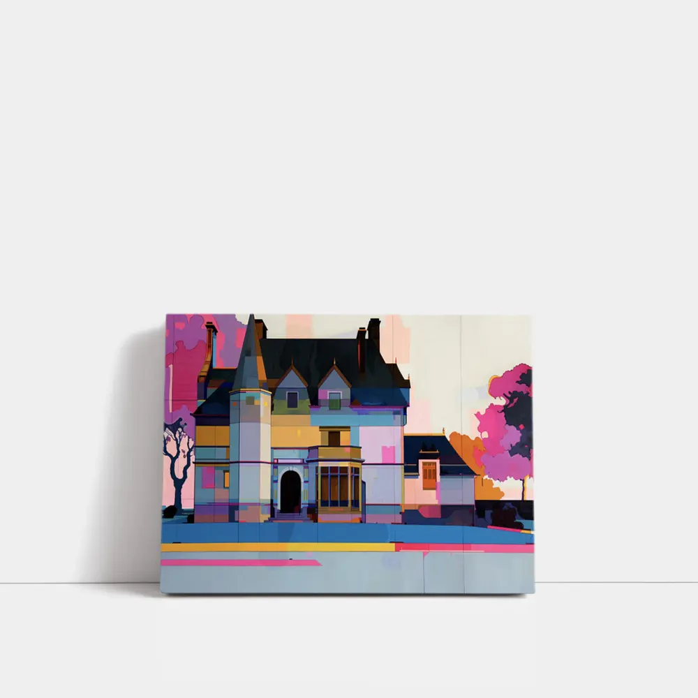 Colorful Victorian Mansion Pop Art Style – Wall Art