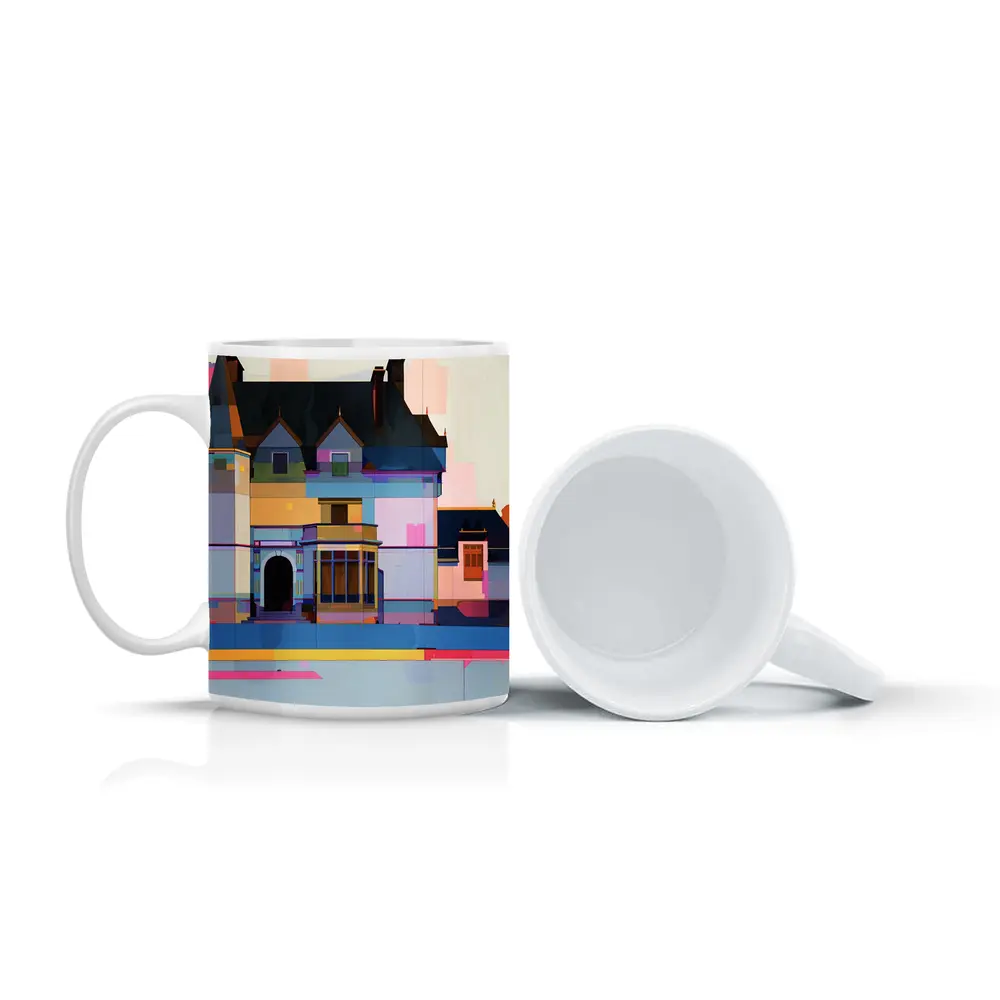 Colorful Victorian Mansion Pop Art Style – Mugs