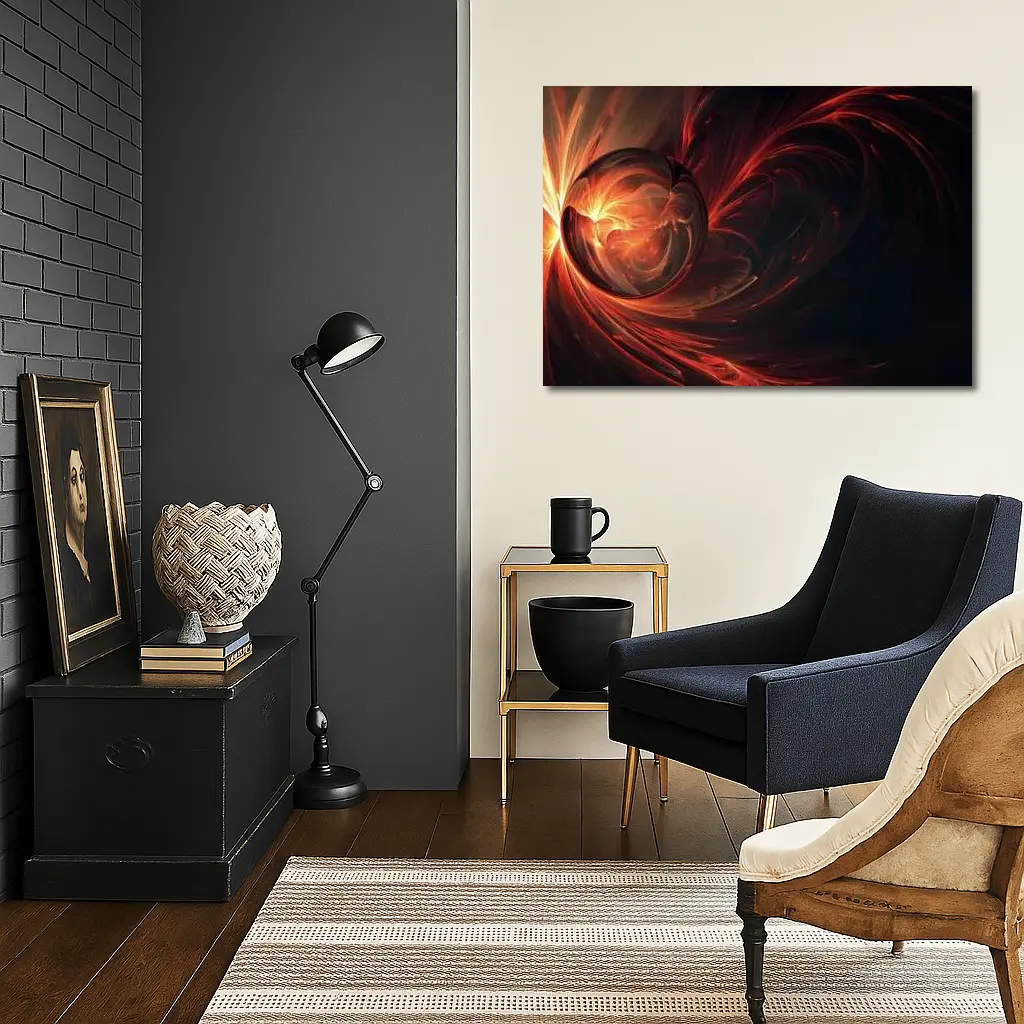Dark Red Swirling Abstract Fractal Art – Wall Art