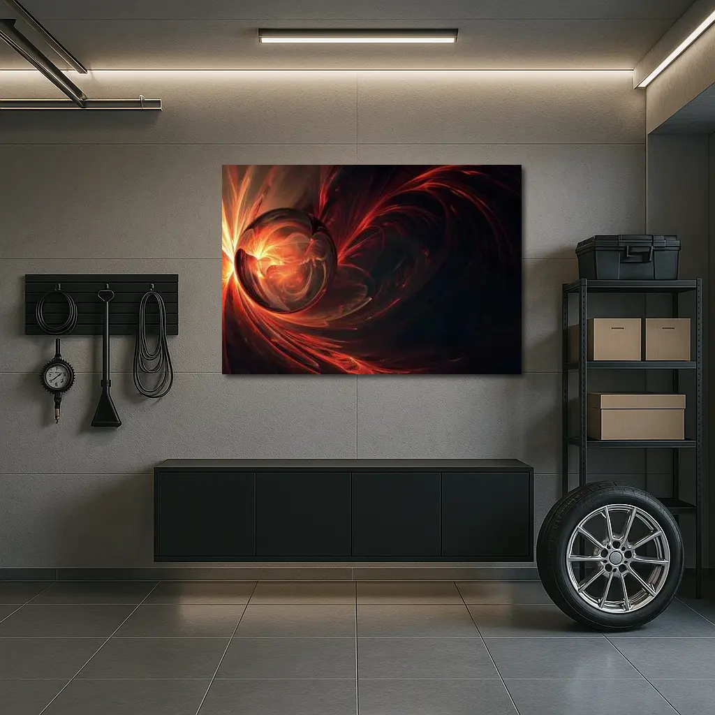 Dark Red Swirling Abstract Fractal Art – Wall Art