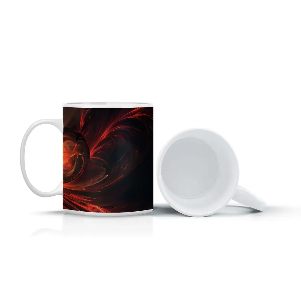 Dark Red Swirling Abstract Fractal Art – Mugs