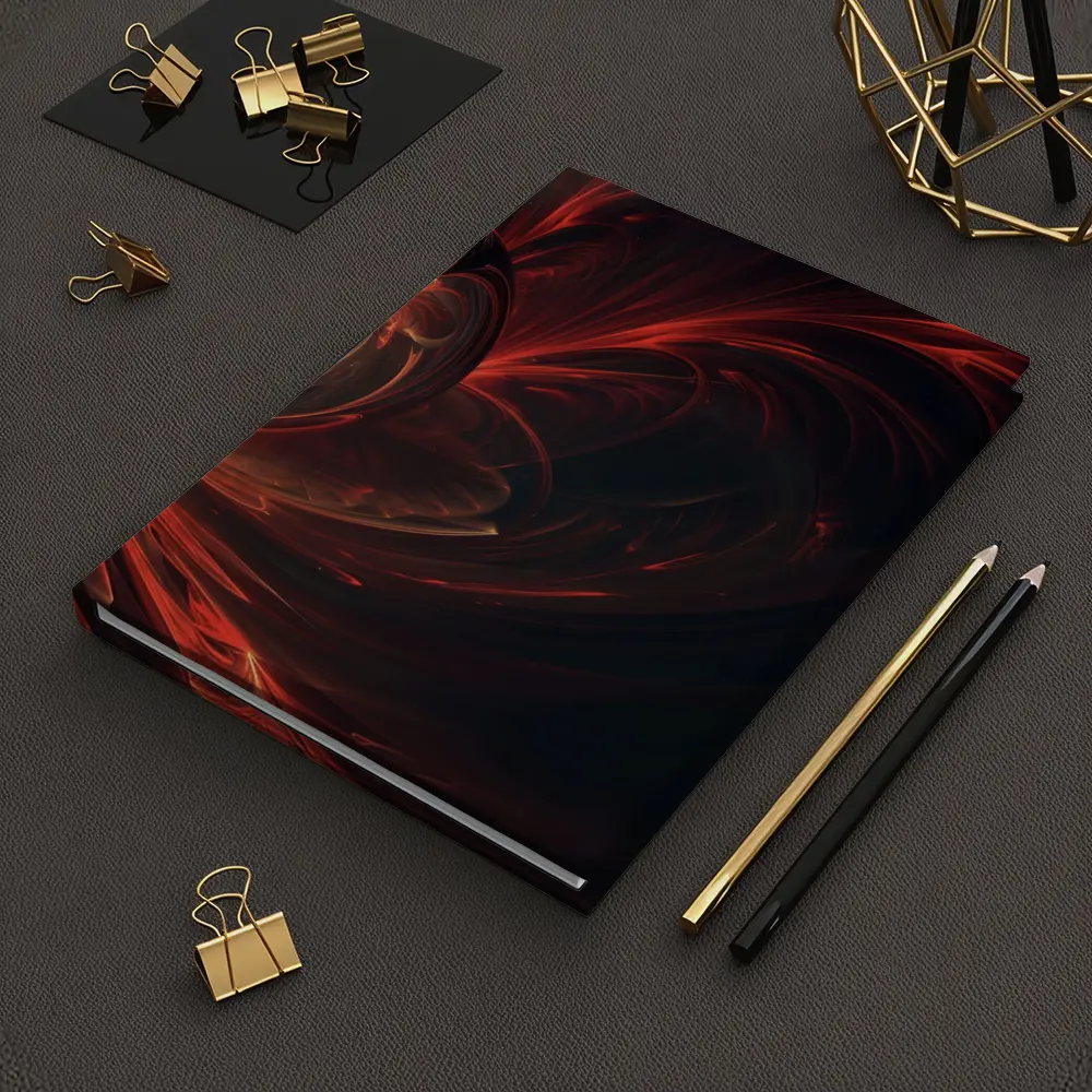 Dark Red Swirling Abstract Fractal Art – Notebooks