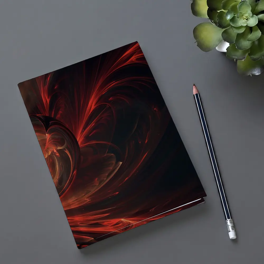 Dark Red Swirling Abstract Fractal Art – Notebooks