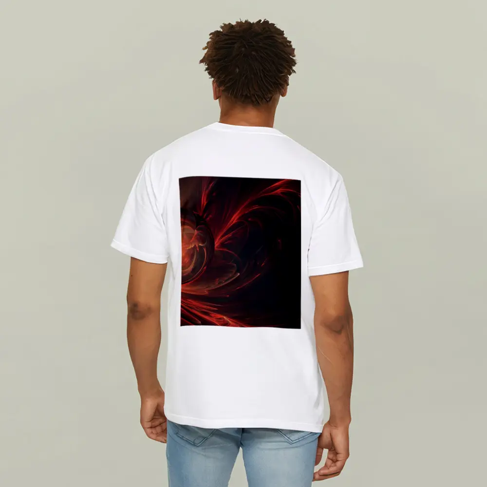Dark Red Swirling Abstract Fractal Art – T-Shirts