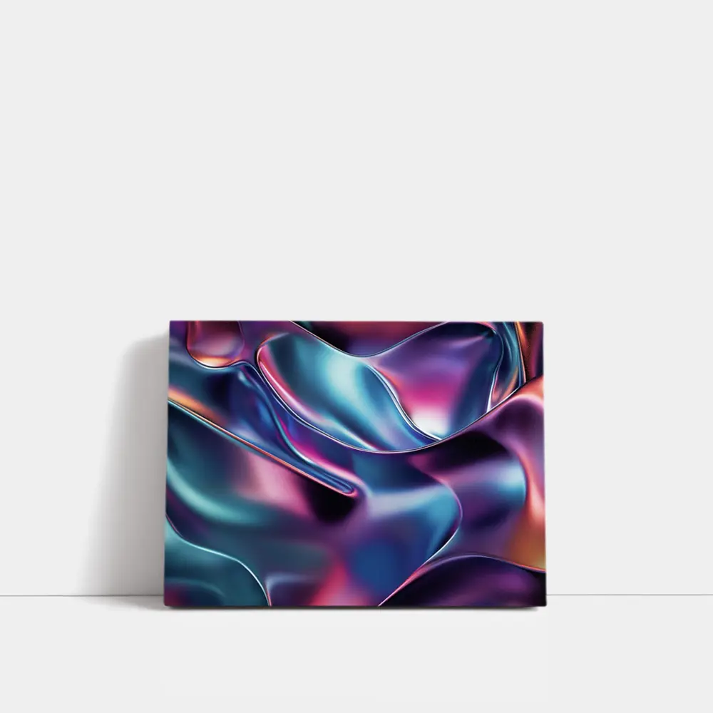 Iridescent Metallic Abstract Purple Blue Waves – Wall Art