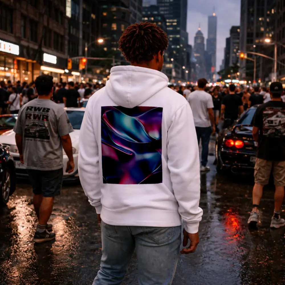 Iridescent Metallic Abstract Purple Blue Waves – Hoodies