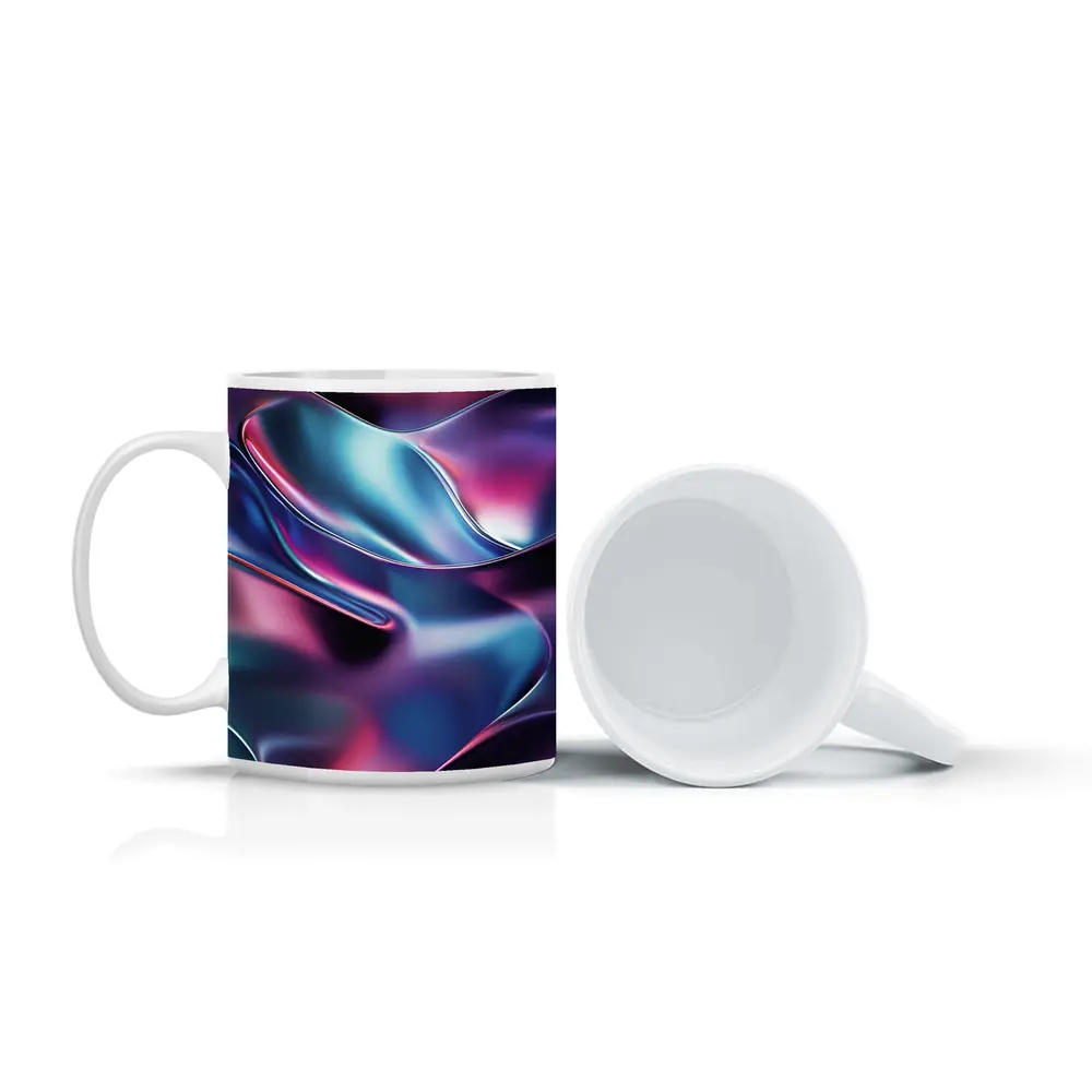 Iridescent Metallic Abstract Purple Blue Waves – Mugs
