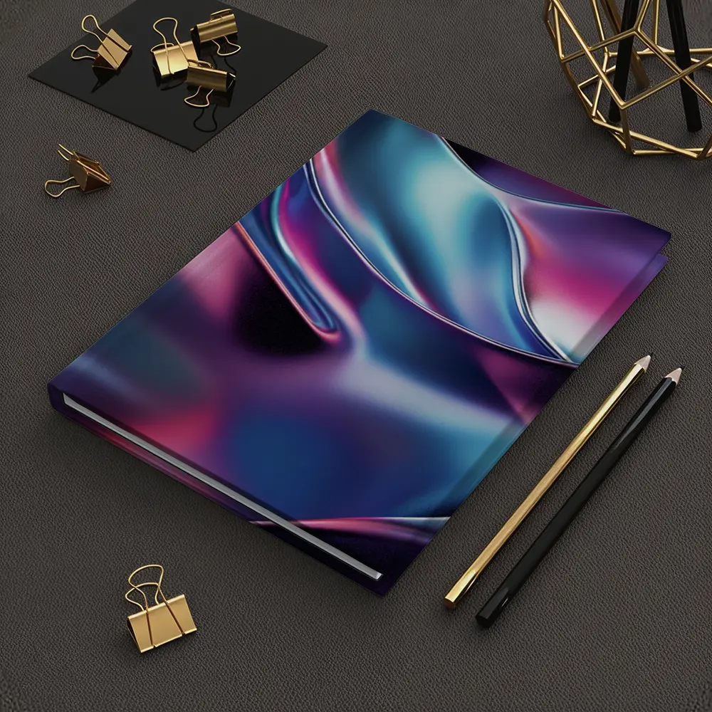 Iridescent Metallic Abstract Purple Blue Waves – Notebooks