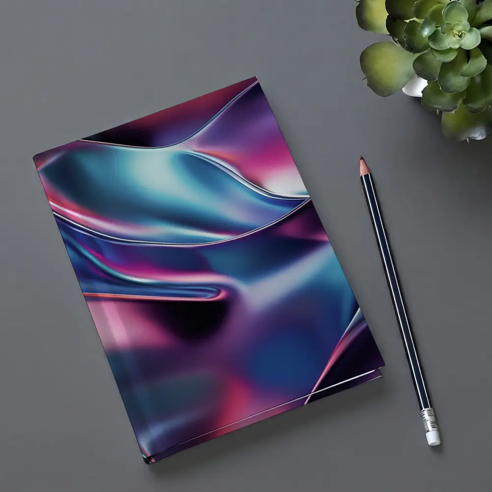 Iridescent Metallic Abstract Purple Blue Waves – Notebooks