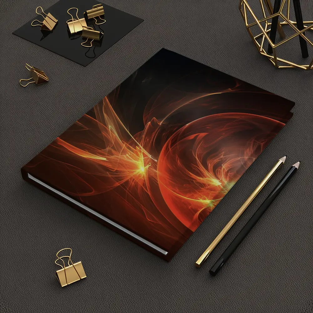 Fiery Red Abstract Fractal Energy Sphere Art – Notebooks