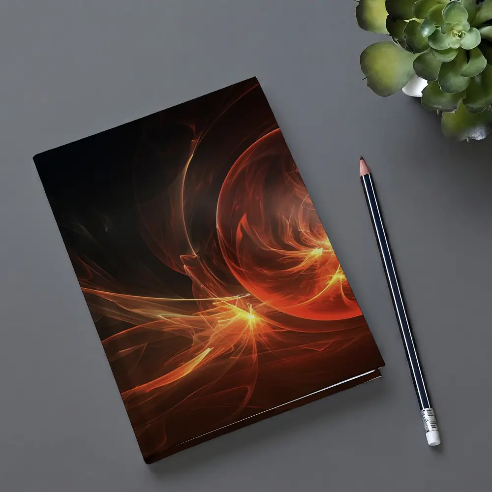Fiery Red Abstract Fractal Energy Sphere Art – Notebooks