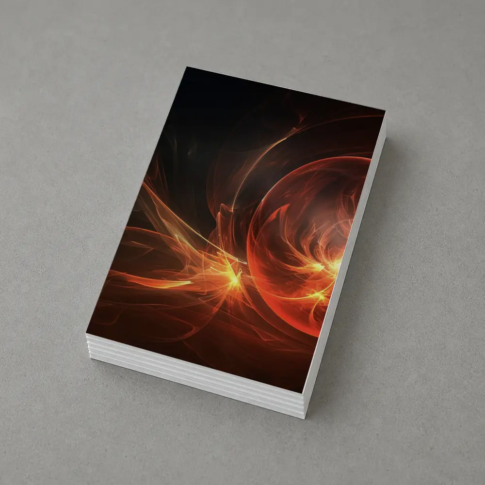 Fiery Red Abstract Fractal Energy Sphere Art – Postcards