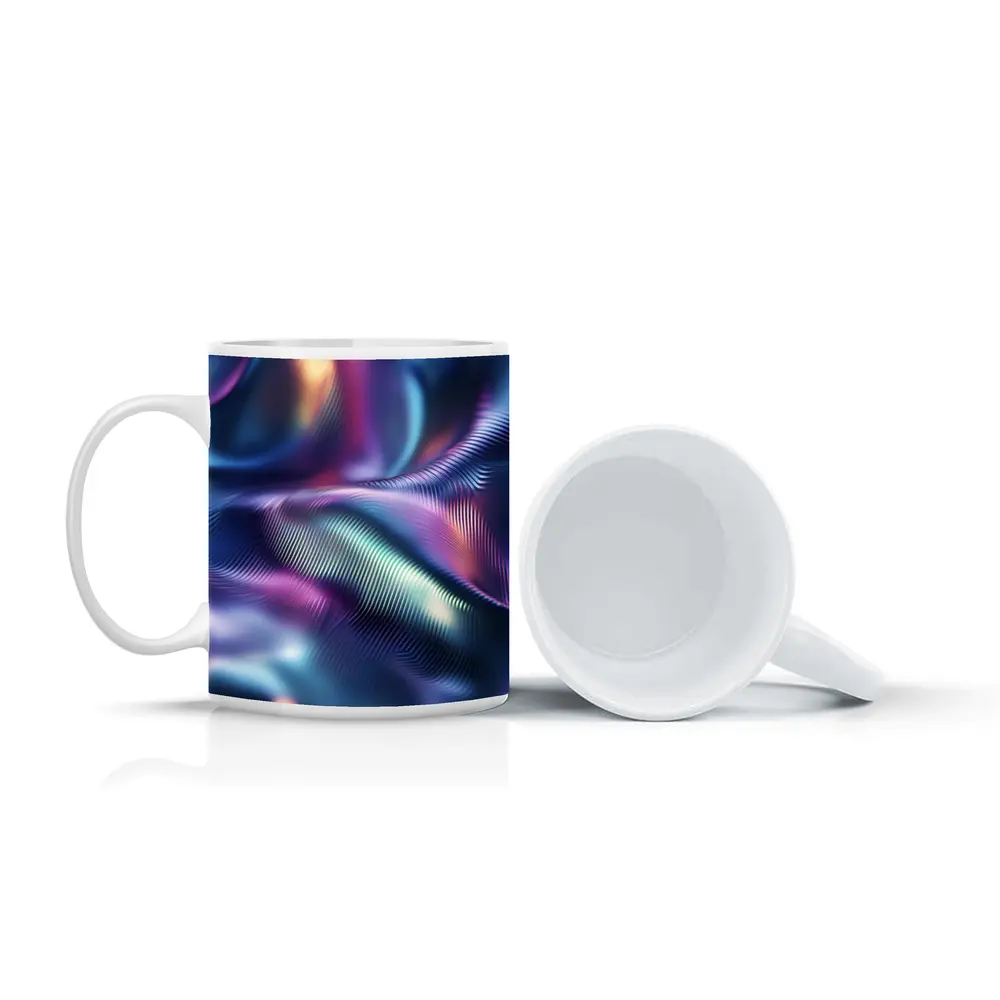 Holographic Iridescent Waves Abstract Purple Blue – Mugs