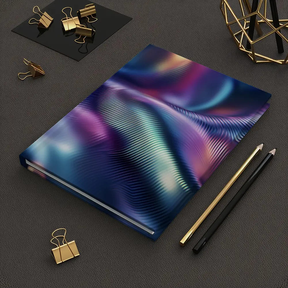 Holographic Iridescent Waves Abstract Purple Blue – Notebooks