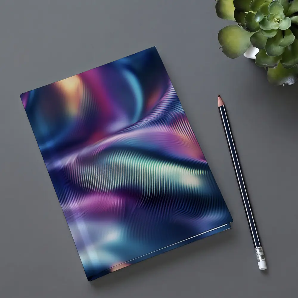 Holographic Iridescent Waves Abstract Purple Blue – Notebooks