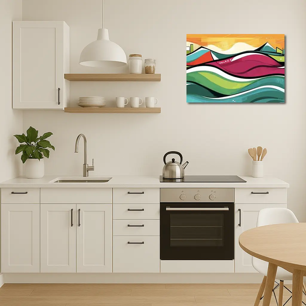 Colorful Abstract Rolling Waves Landscape Art – Wall Art