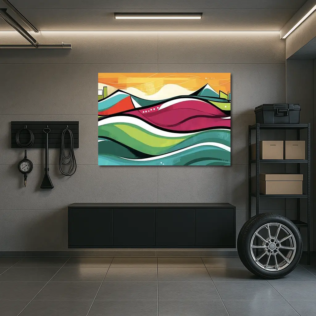 Colorful Abstract Rolling Waves Landscape Art – Wall Art