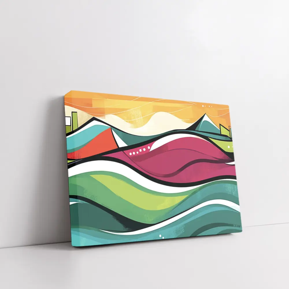 Colorful Abstract Rolling Waves Landscape Art – Wall Art