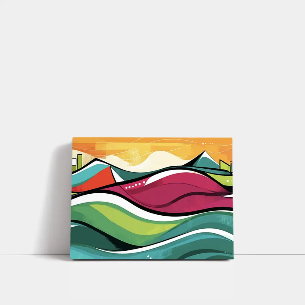 Colorful Abstract Rolling Waves Landscape Art – Wall Art
