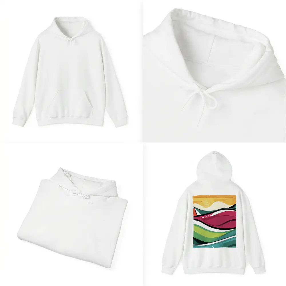Colorful Abstract Rolling Waves Landscape Art – Hoodies