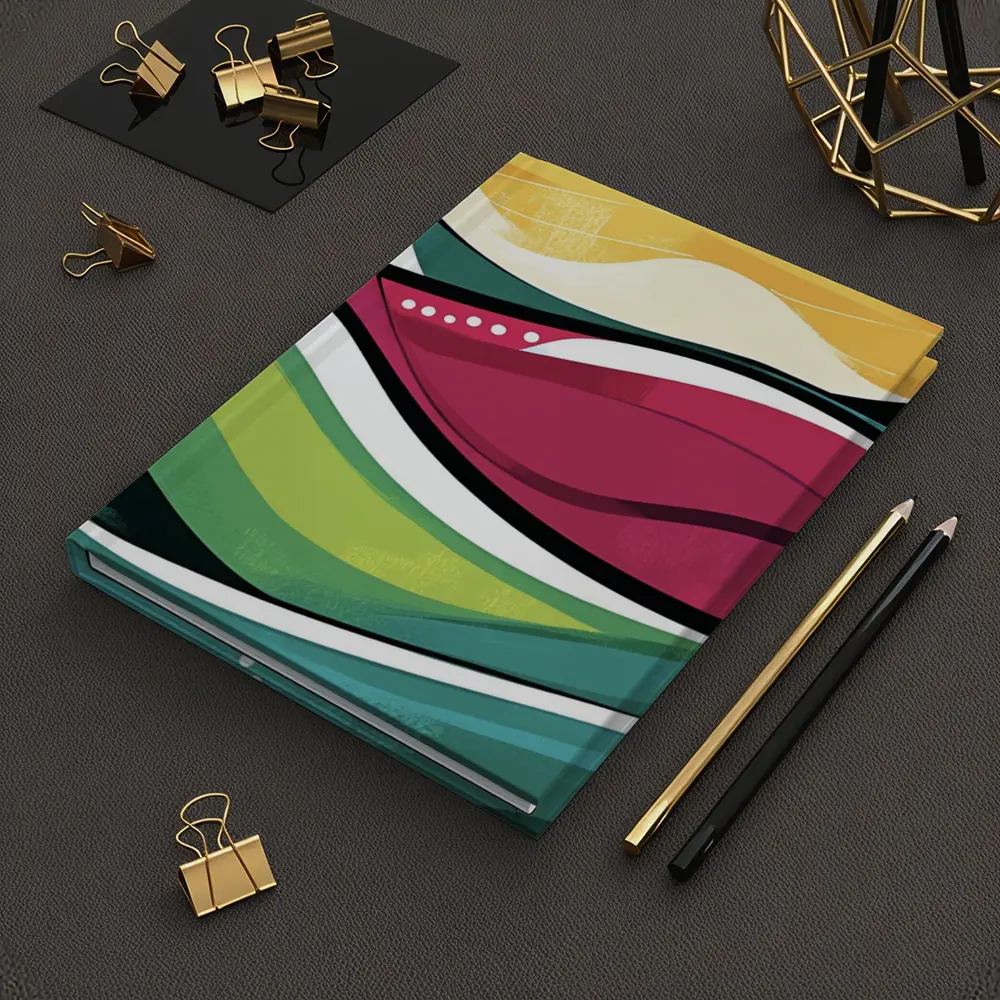 Colorful Abstract Rolling Waves Landscape Art – Notebooks