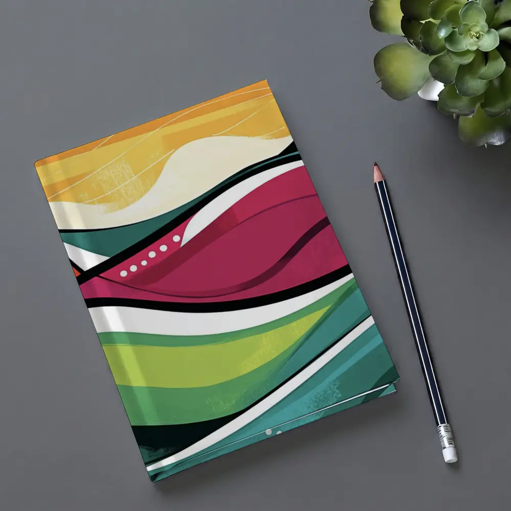 Colorful Abstract Rolling Waves Landscape Art – Notebooks