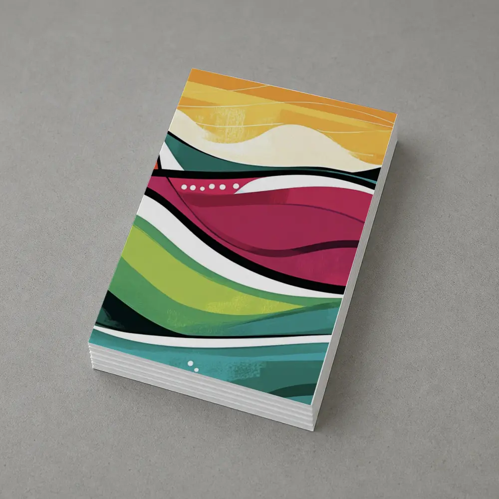 Colorful Abstract Rolling Waves Landscape Art – Postcards