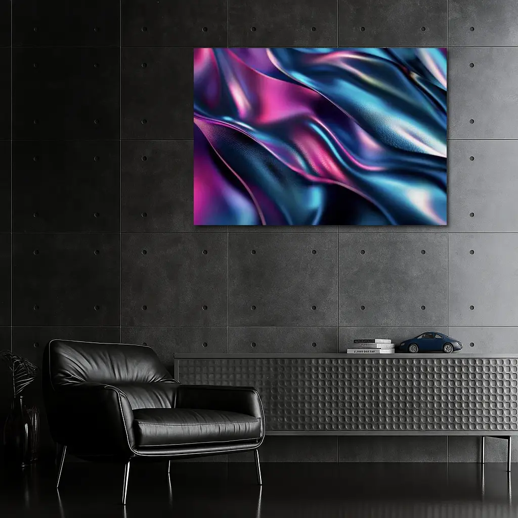 Iridescent Holographic Flowing Silk Abstract Art – Wall Art