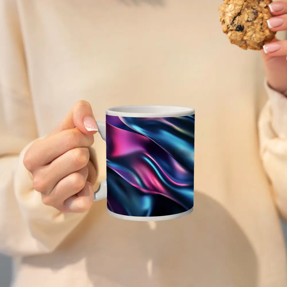 Iridescent Holographic Flowing Silk Abstract Art – Mugs