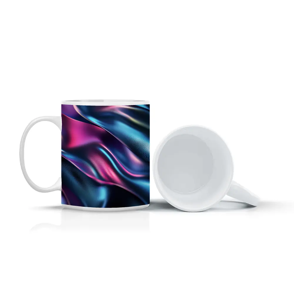 Iridescent Holographic Flowing Silk Abstract Art – Mugs