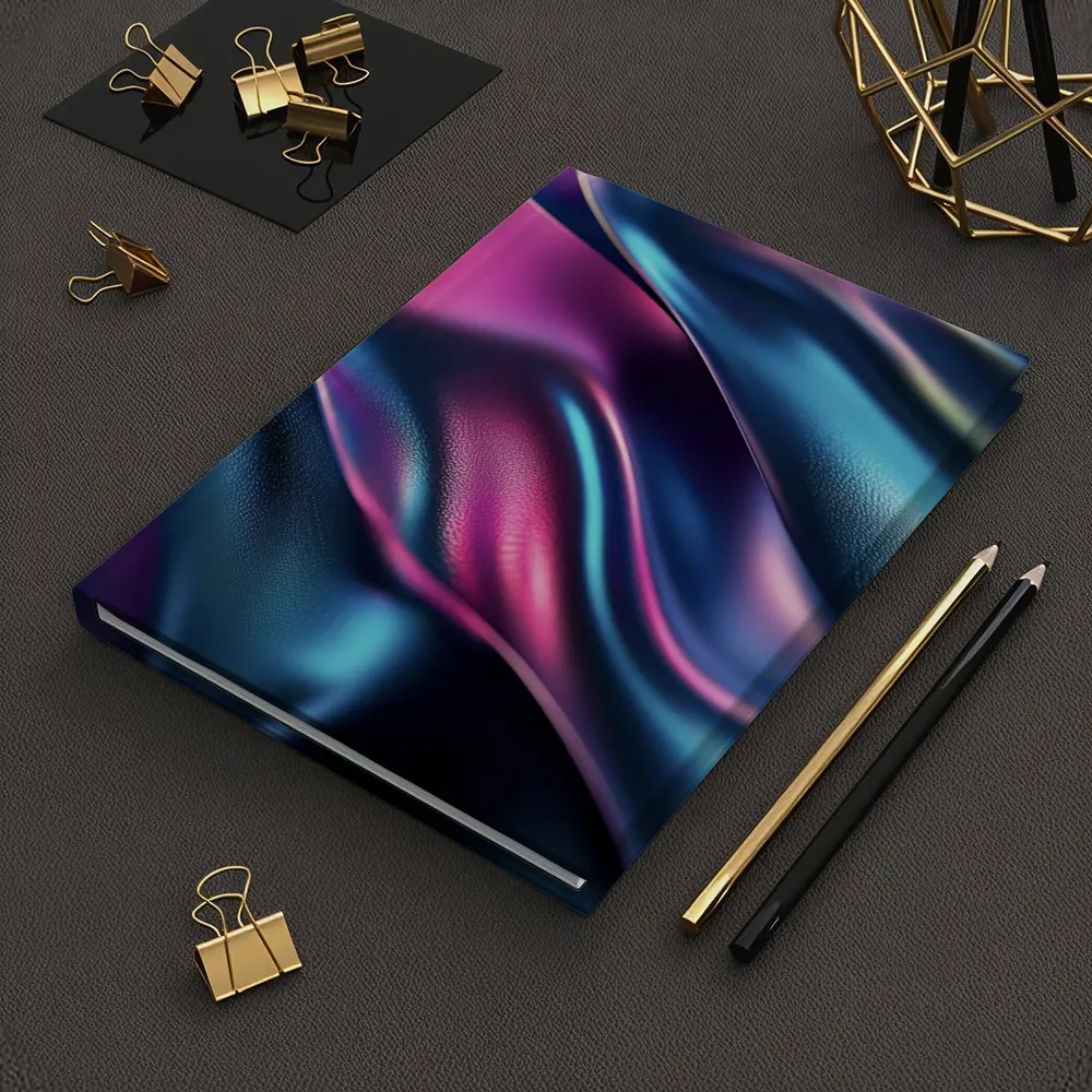 Iridescent Holographic Flowing Silk Abstract Art – Notebooks