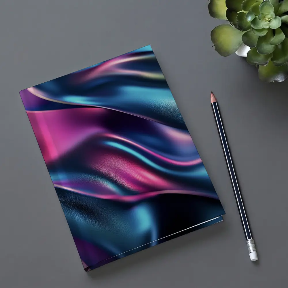 Iridescent Holographic Flowing Silk Abstract Art – Notebooks