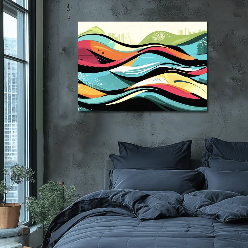 Colorful Graffiti Waves Abstract Urban Art – Wall Art