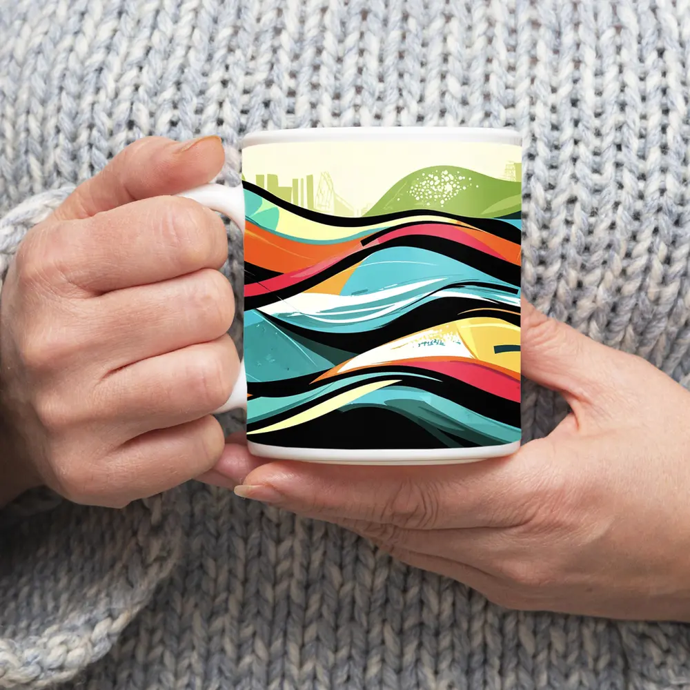 Colorful Graffiti Waves Abstract Urban Art – Mugs
