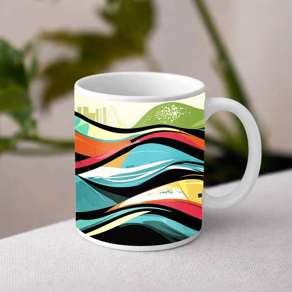 Colorful Graffiti Waves Abstract Urban Art – Mugs
