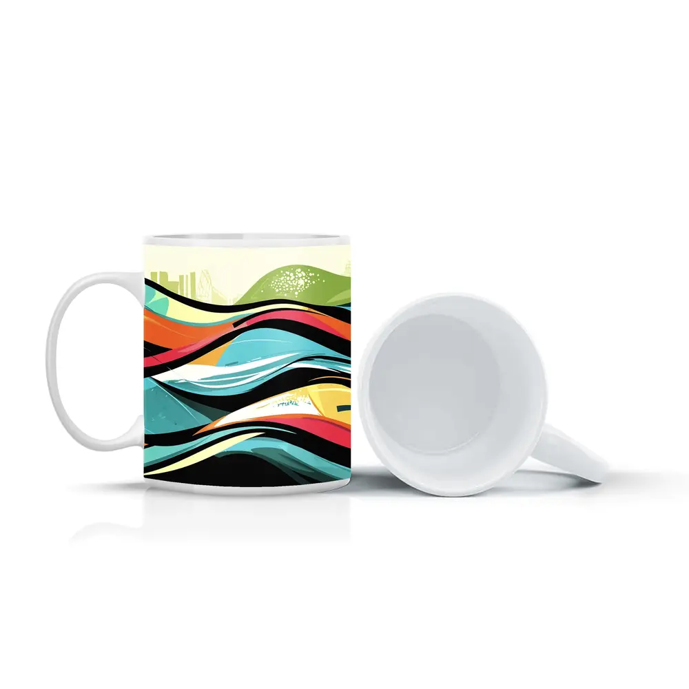 Colorful Graffiti Waves Abstract Urban Art – Mugs